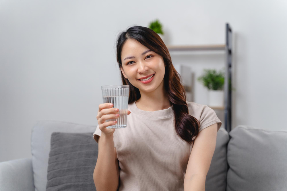 happy drinking water